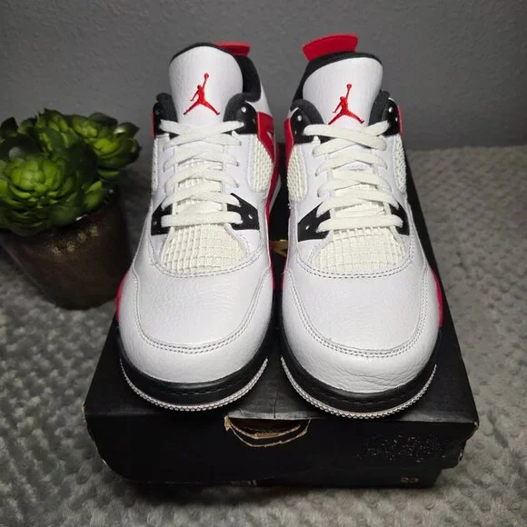 New in Box!!! Nike Air Jordan 4 Retro Cement (PS) - White, Red, Black - Size: 2Y - Picture 2 of 11